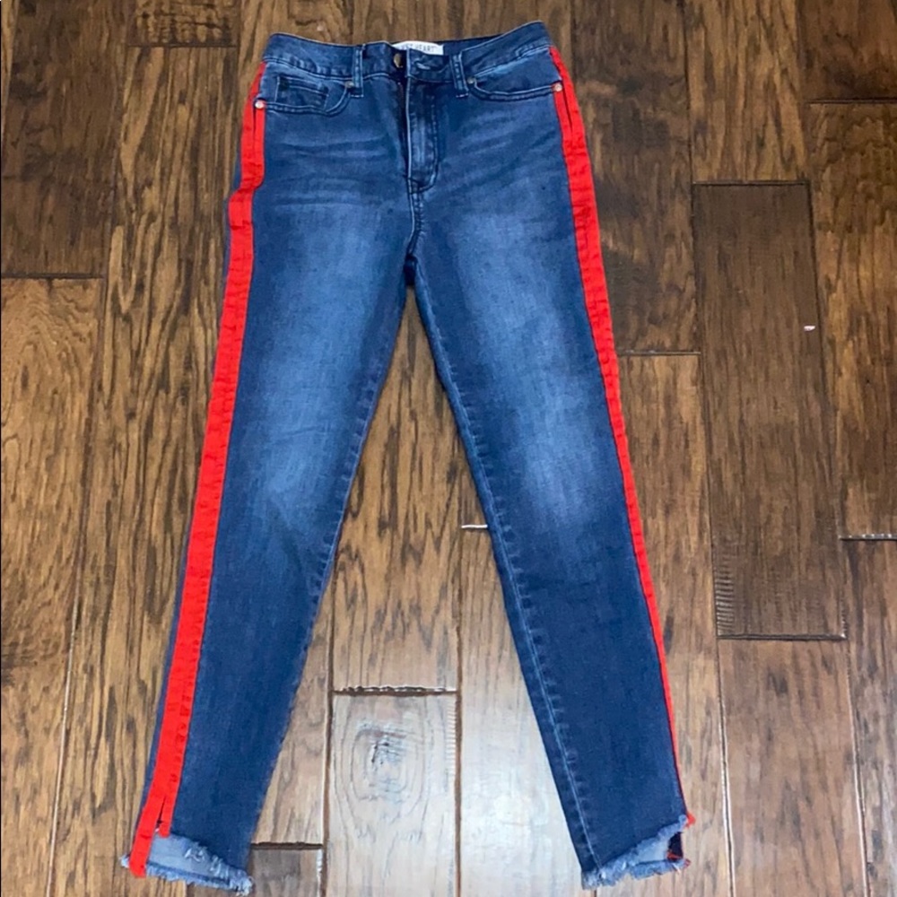 Velvet Heart skinny jeans with red detailing